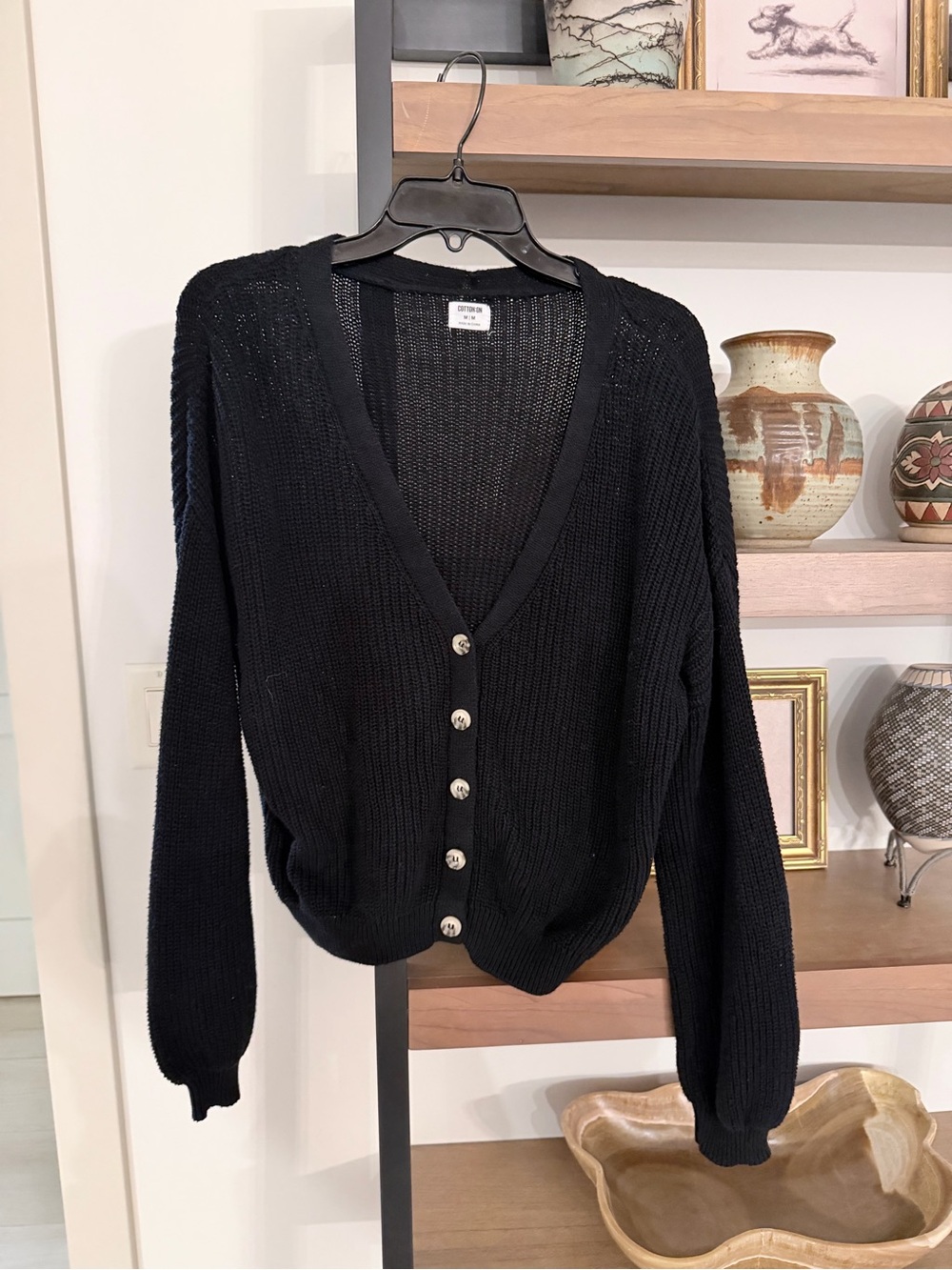 Cotton On Black Button-Front V-Neck Cardigan